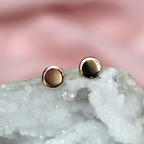 Solid 14K Gold Dot Studs, Dot Studs, Circle Studs, Gold Studs, Gold Earrings, Dainty Earrings, Disk Studs, Flat Circle Stud, Solid Gold