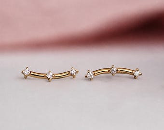 14K Gold Diamond "Star Gaze" Ear Climbers