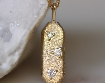 Solid Gold Glitter Bar Pendant (10K or 14K)