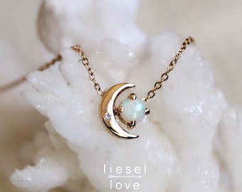 14K Gold Opal & Diamond "Moon of My Life" Necklace