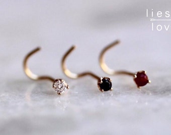 14K Gold Gemstone Nose Studs