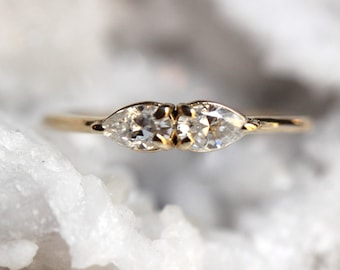 14K Gold Double Pear Diamond Ring