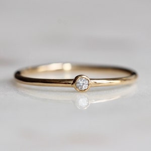 14K Gold Tiny Diamond Ring, Diamond Ring, Dainty Ring, 10K Small ...