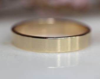 4mm Flat Solid Gold Wedding Band