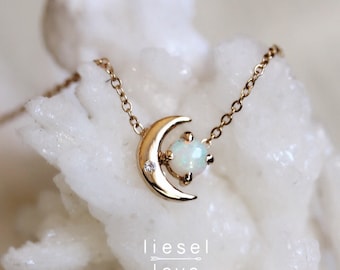 14K Gold Opal & Diamond "Moon of My Life" Necklace