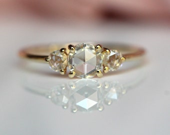 Rose Cut Diamond Trilogy Ring