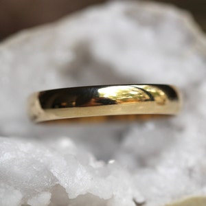 4mm Half Round Solid Gold Wedding Band, 14K Gold Band, 10K Gold Band, Everyday Wear, Wedding Jewelry, Classic Band, Real Gold, Lightweight