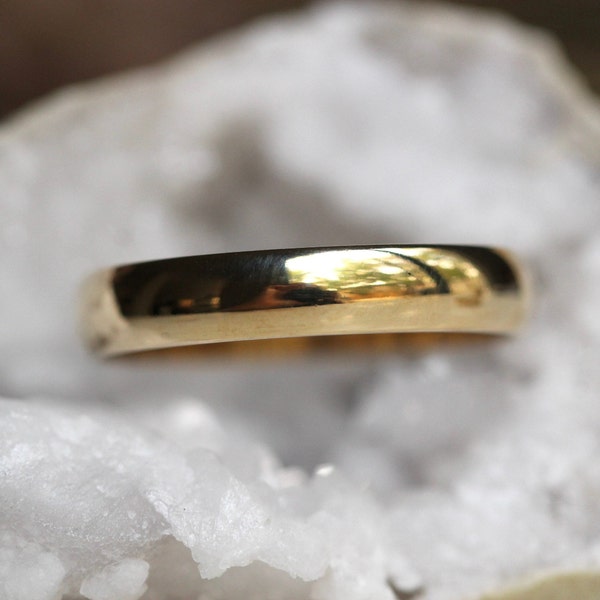4mm Half Round Solid Gold Wedding Band, 14K Gold Band, 10K Gold Band, Everyday Wear, Wedding Jewelry, Classic Band, Real Gold, Lightweight