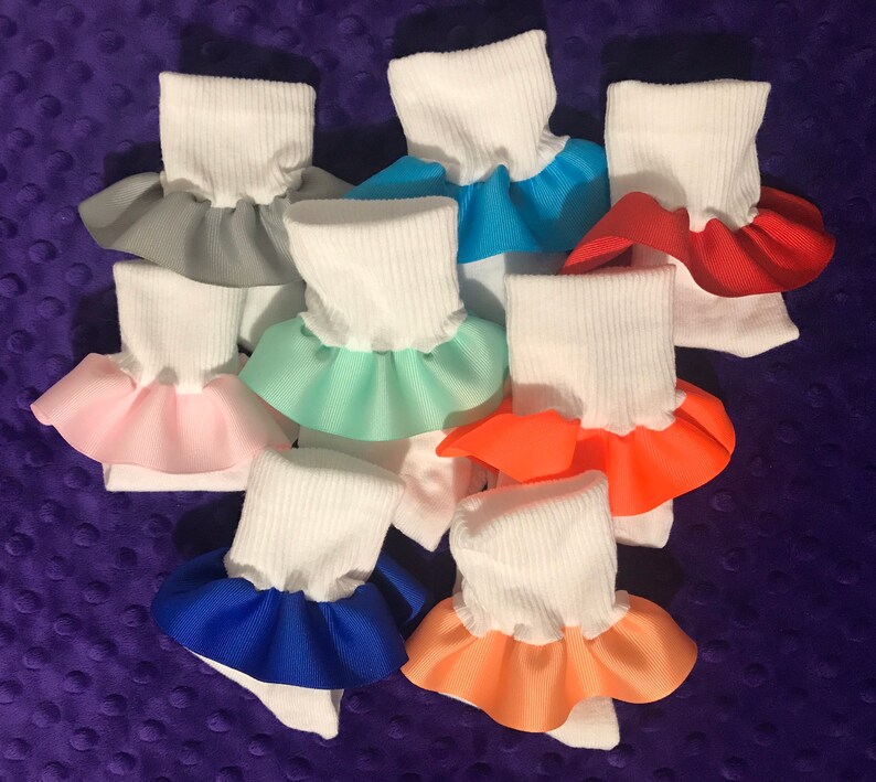You Choose Color Ruffled Ribbon Socks Etsy
