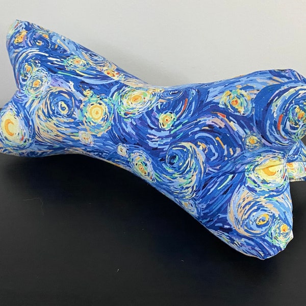 Free shipping- Neck Bone Pillow-Blue and Yellow Swirl