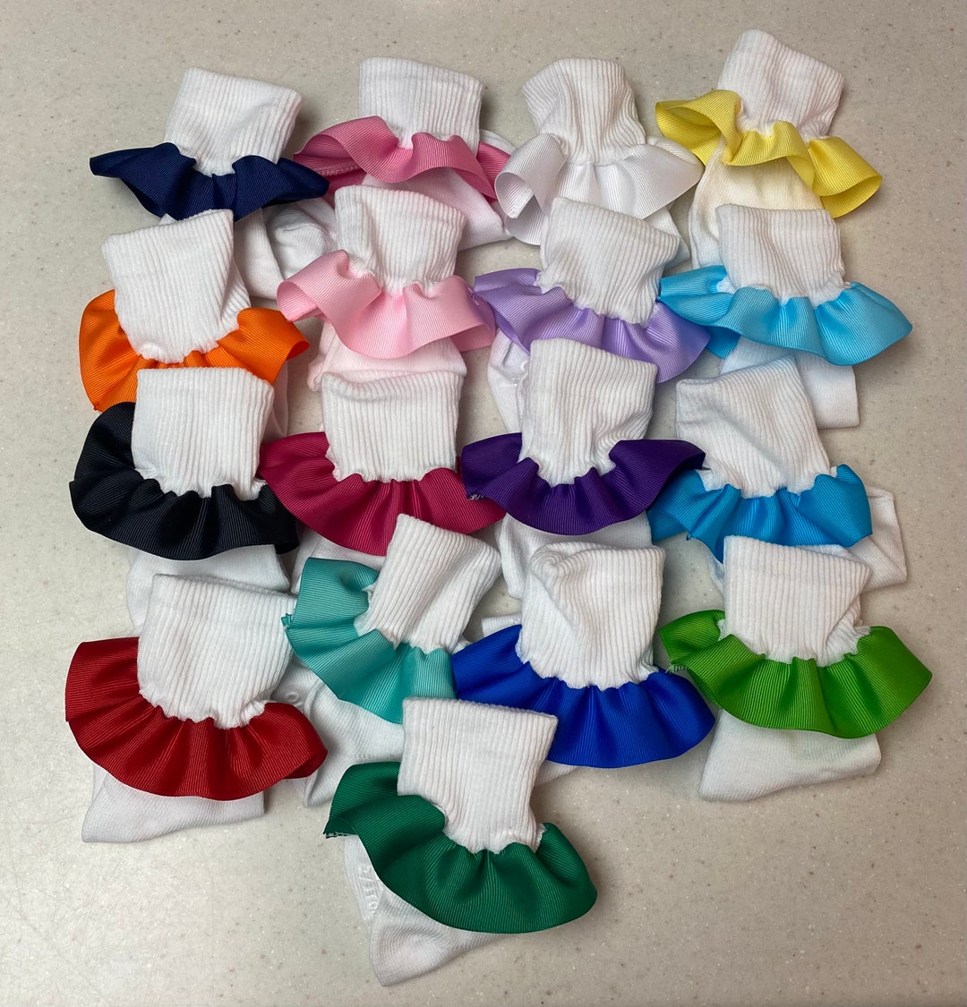 You Choose Color Ruffled Ribbon Socks Etsy
