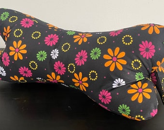 Free shipping-Neck Bone Pillow-Black with Flowers