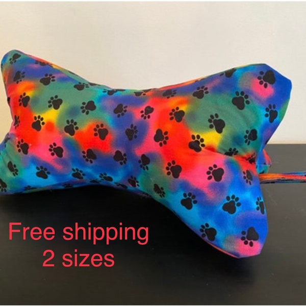 Free shipping- Neck Bone Pillow-Colorful Paw Print