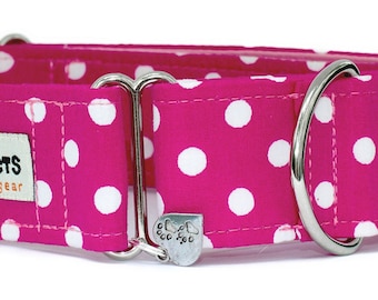 Noddy & Sweets Adjustable Martingale Collar [1", 1.5", 2" Polka Dots Pink]