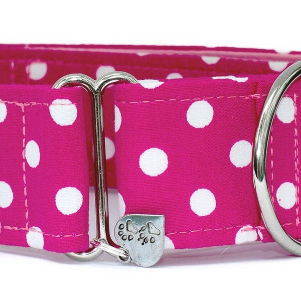 Noddy & Sweets Adjustable Martingale Collar [1", 1.5", 2" Polka Dots Pink]