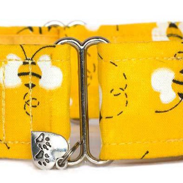 Noddy & Sweets Adjustable Martingale Collar [1", 1.5", 2" Bumble Bees]