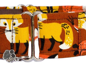 Noddy & Sweets Adjustable Martingale Collar [1", 1.5" 2" Foxes]