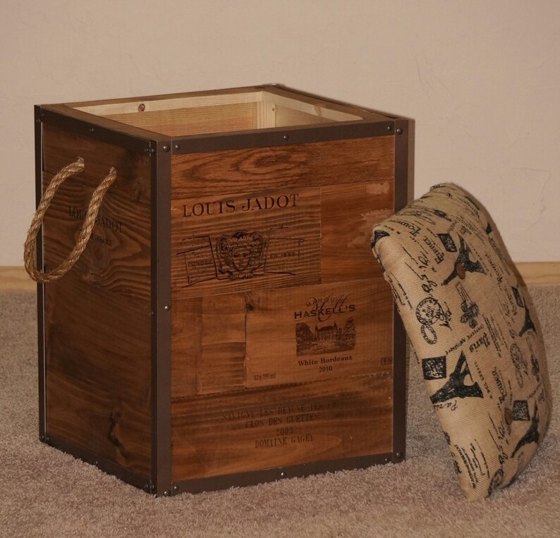 Wine Crate Storage Ottoman Etsy