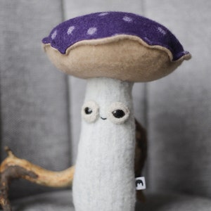 friendly fungi magic mushroom forest woolly critter, whimsical art toy plushie softie MUTA image 1