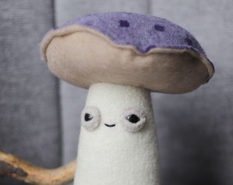 friendly fungi * magic mushroom * forest woolly critter, whimsical art toy  - plushie softie MUTA