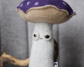 friendly fungi * magic mushroom * forest woolly critter, whimsical art toy  - plushie softie MUTA