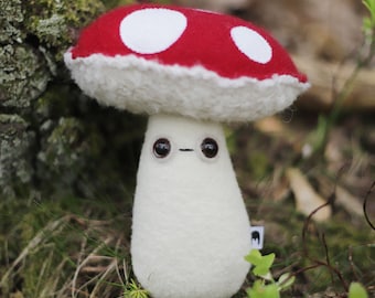 Friendly fungi toadstool * magic mushroom * forest woolly critter, whimsical art toy  - plushie softie MUTA