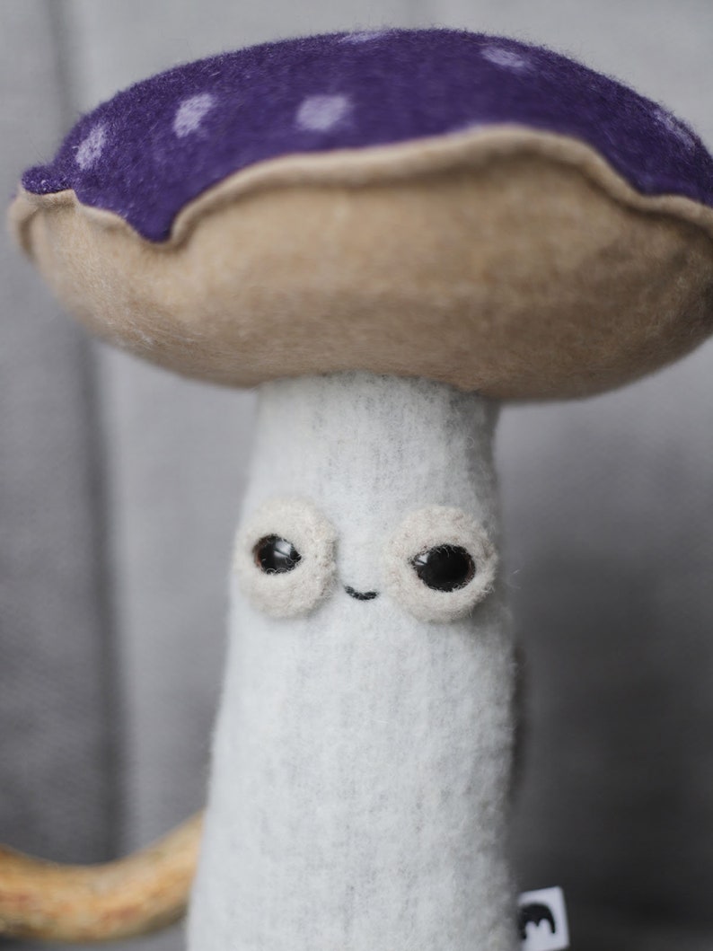 friendly fungi magic mushroom forest woolly critter, whimsical art toy plushie softie MUTA image 2