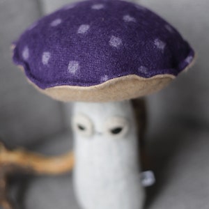 friendly fungi magic mushroom forest woolly critter, whimsical art toy plushie softie MUTA image 3