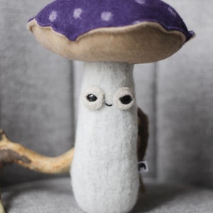 friendly fungi magic mushroom forest woolly critter, whimsical art toy plushie softie MUTA image 4