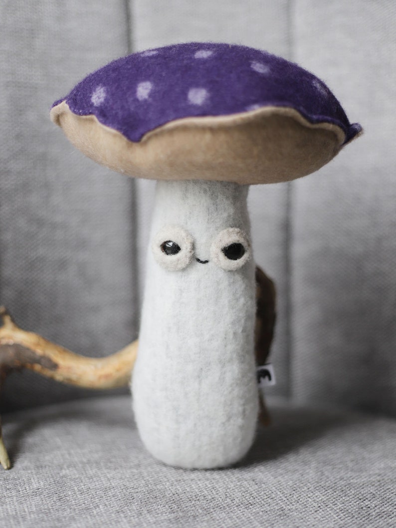 friendly fungi magic mushroom forest woolly critter, whimsical art toy plushie softie MUTA image 4