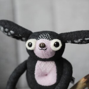 Muta mutant GUNNAR with magnetic paws wool design toy wild animal creature, embroidery soft plushie image 3