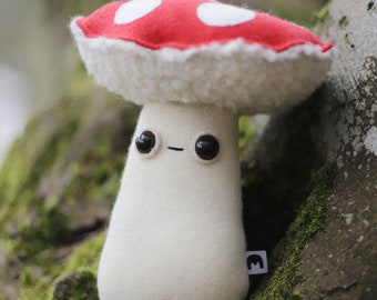 Friendly fungi toadstool * magic mushroom * forest woolly critter, whimsical art toy  - plushie softie MUTA