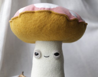 BIG friendly fungi toadstool * magic mushroom * forest woolly critter, whimsical art toy  - plushie softie MUTA