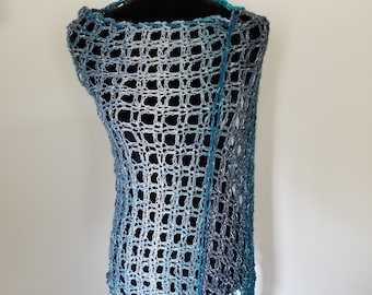 Poncho - Crocheted Shawl, Wrap, Bohemian Shawl, Scarf, Lacy Wrap, Handmade