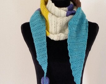 Boho Scarf - Scarf, Tassels, Crochet Scarf, Bulky Scarf, Chunky Scarf, Winter Scarf, Multicolor, Ladies Scarf, Girls Scarf, Triangle Scarf