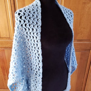 Shrug - Summer Shrug, Shawl, Crochet Shawl, Blue Shrug, Bat Wing Sweater, Sweater, Boho Shrug, Summer Wrap
