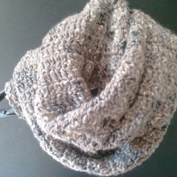 Crocheted Infinity Cowl Scarf shades of brown Unisex