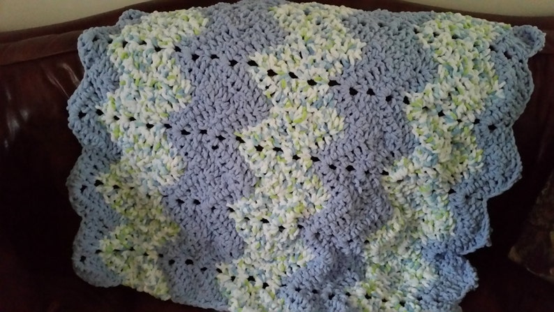 Baby Blanket Crochet Crochet Afghan, Ripple Infant Blanket, Crib Blanket, Baby Bedding, Swaddle Blanket, Baby Shower Gift image 5