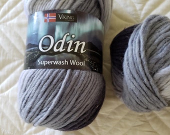 Yarn - Knitting Yarn - Crochet Yarn - Viking Odin Yarn - Superwash Wool - Gray Yarn - Ombre Yarn - Hobby Yarn - Craft Yarn