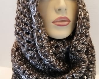 Infinity Scarf - Hooded Scarf, Cowl Infinity Crochet Scarf, Scarves for Women, Gift for Her, Handmade Scarf, Fishermen's Wool