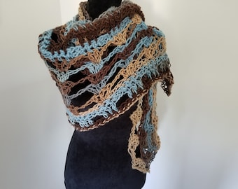 Boho Shawl - Lacy Wrap, Crochet Shawl, Multicolor Scarf, Handmade Shawl, Crochet Scarf, Summer Shawl, Handmade, Ombre Shawl