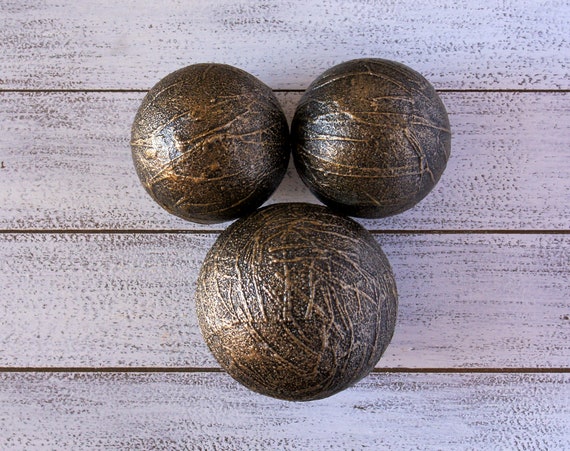 Set Of Three Gold Black Textured Rustic Grunge Etsy