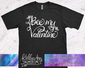 Biene Valentinstag Clipart | Handlettering SVG, PNG, JPG (Digitaler Download)