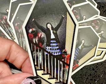 Lydia Deetz "Jump in the Line" "Shake Señora" Betelgeuse Coffin vinyl sticker **MISPRINT**