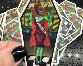 Miss Argentina Receptionist Coffin Vinyl Sticker