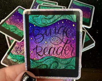 Binge Reader - Rainbow Pixie Glitter Vinyl sticker - Kindle, e-Reader, BookTok, Nook, Book Club