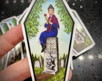 Doomed Killer Widow on a Tombstone 3” x 1.75” Vinyl Sticker