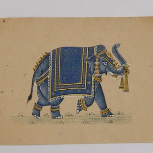 Raffinato dipinto di elefante di carta vintage fatto a mano