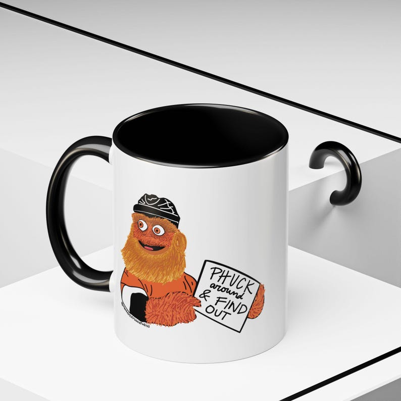 Funny Gritty Coffee Mug, "Phuck Around and Find Out" Gritty – Philly Hockey Fan Gift image 3