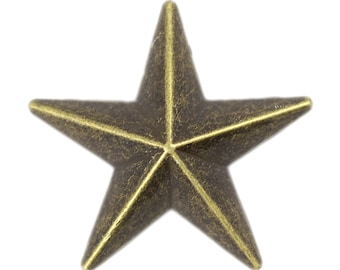 Large Star Metal Shank Buttons in Antique Brass Color - 28mm - 1 1/8 inch - 6 pcs